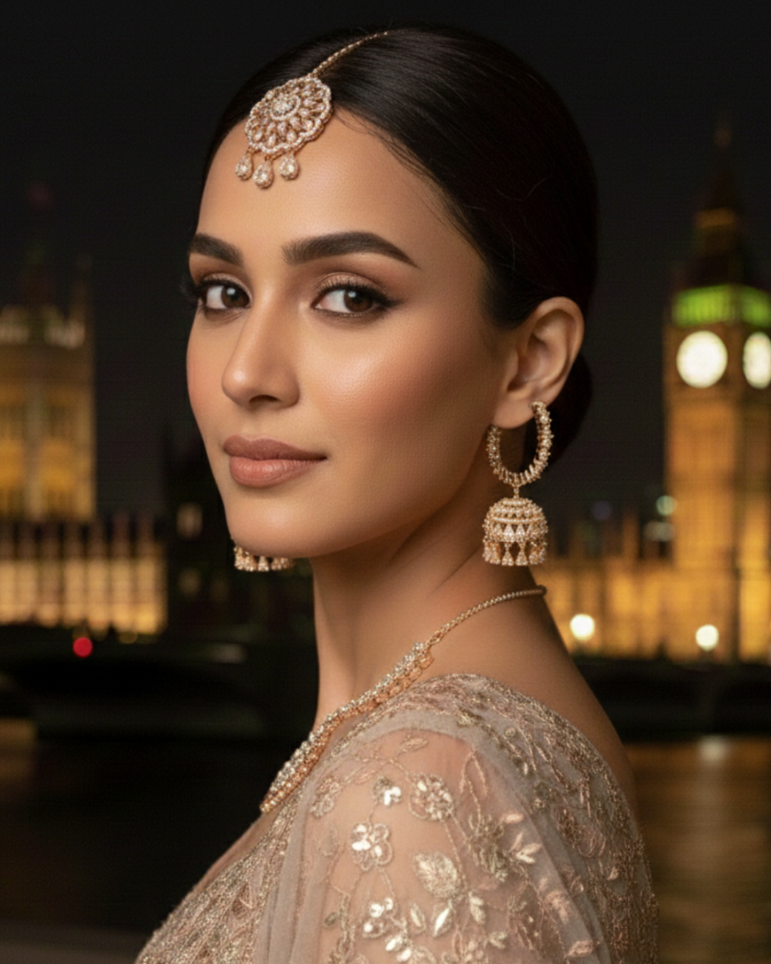 American Diamond Style Necklace Set - Rose Gold