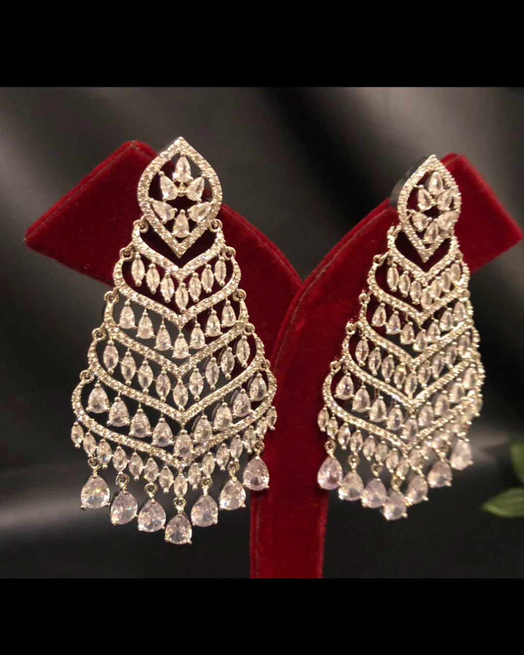 Cubic Zirconia Statement Earrings - Silver