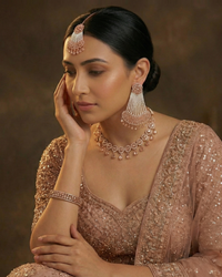 American Diamond Style Necklace Set - Rose Gold