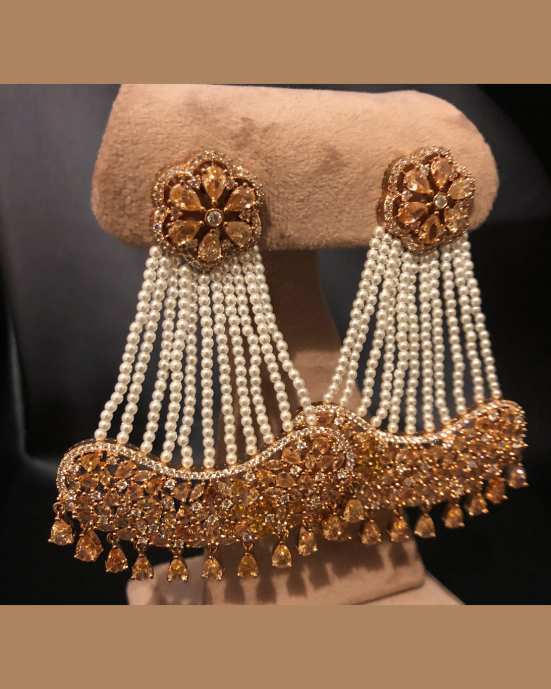 American Diamond Style Necklace Set - Rose Gold