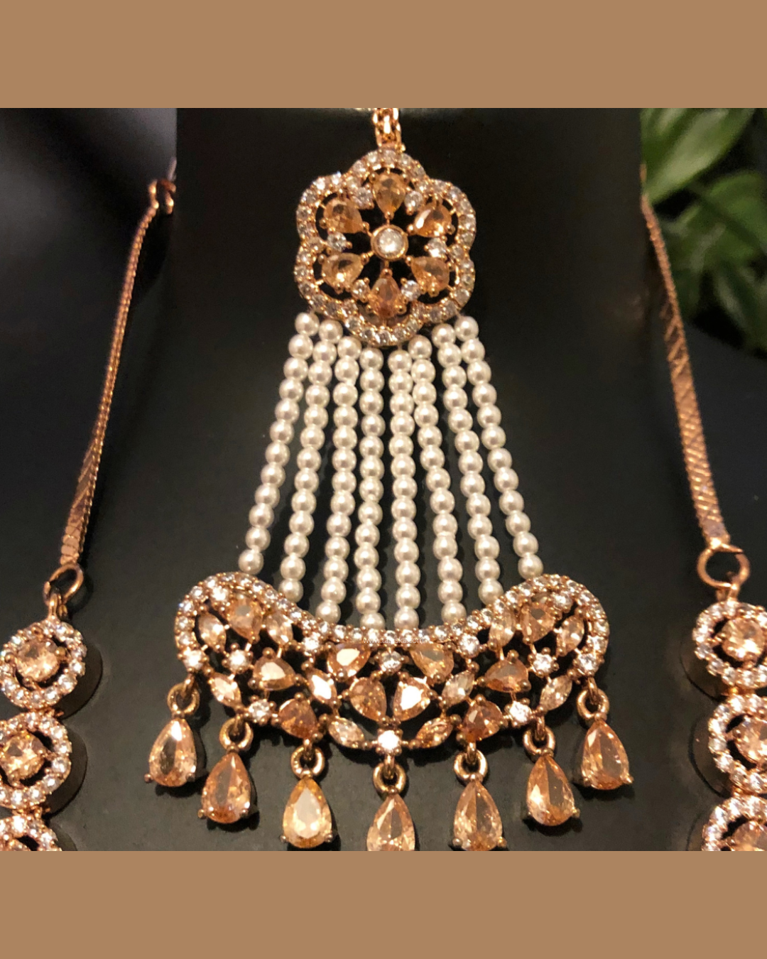 American Diamond Style Necklace Set - Rose Gold