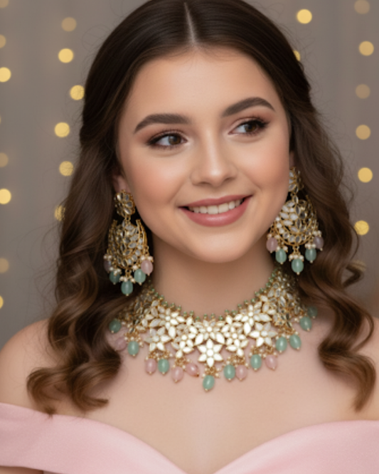 The Belgravia Pastel Blossom Choker and Earring Set