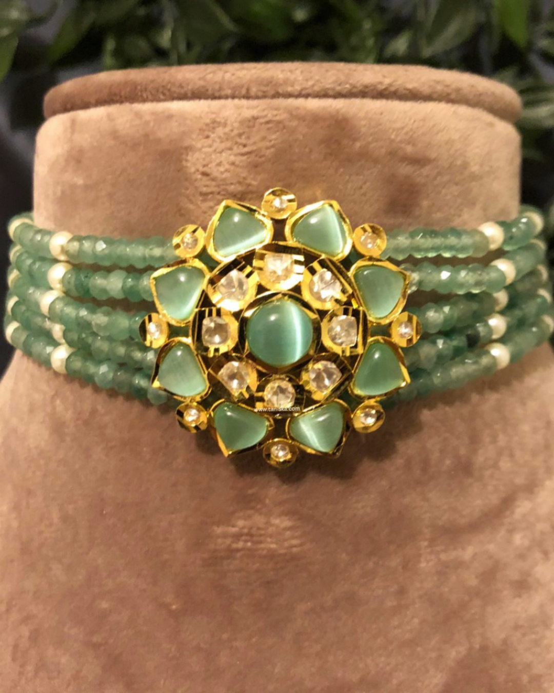 Victorian Traditional Kundan Necklace Set - Mint