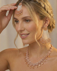 American Diamond Style Necklace Set - Rose Gold