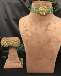 Victorian Traditional Kundan Necklace Set - Mint