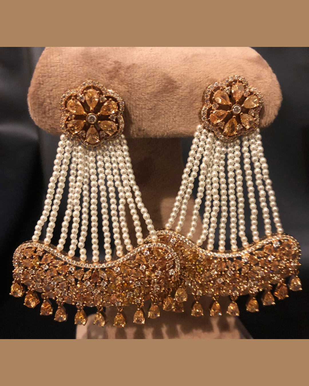 American Diamond Style Necklace Set - Rose Gold