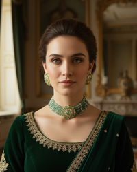 Victorian Traditional Kundan Necklace Set - Mint