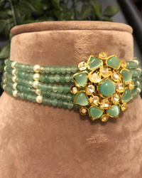 Victorian Traditional Kundan Necklace Set - Mint