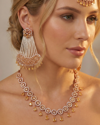 American Diamond Style Necklace Set - Rose Gold