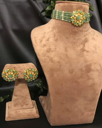 Victorian Traditional Kundan Necklace Set - Mint