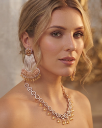 American Diamond Style Necklace Set - Rose Gold