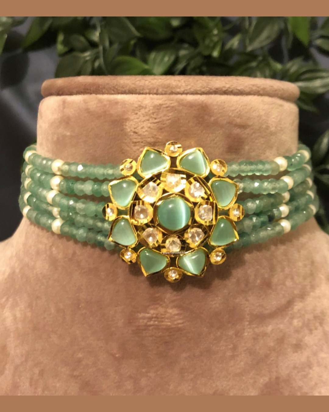 Victorian Traditional Kundan Necklace Set - Mint