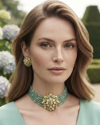 Victorian Traditional Kundan Necklace Set - Mint
