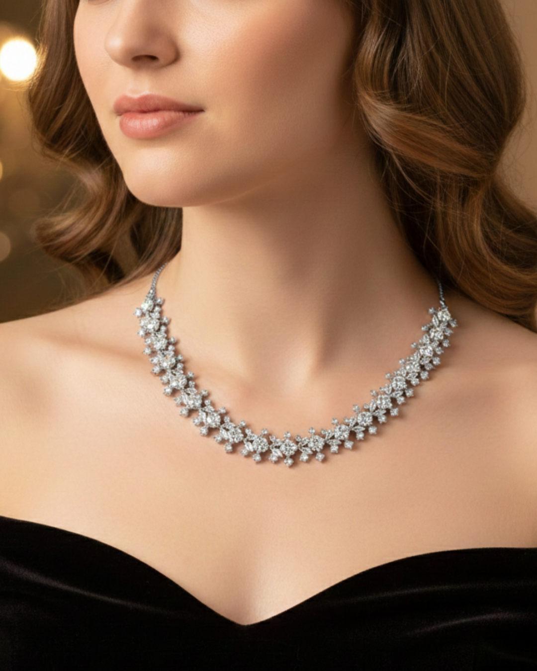 American Diamond Style Necklace (Necklace ONLY) - Silver