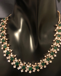 American Diamond Style Necklace (Necklace ONLY) - Rose Gold / Emerald Green