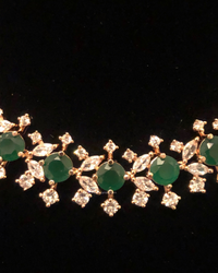 American Diamond Style Necklace (Necklace ONLY) - Rose Gold / Emerald Green
