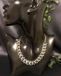 American Diamond Style Necklace (Necklace ONLY) - Rose Gold / Emerald Green