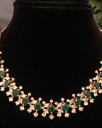American Diamond Style Necklace (Necklace ONLY) - Rose Gold / Emerald Green