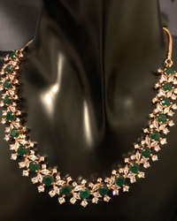 American Diamond Style Necklace (Necklace ONLY) - Rose Gold / Emerald Green
