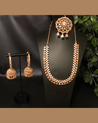 American Diamond Style Necklace Set - Rose Gold