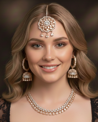 American Diamond Style Necklace Set - Rose Gold