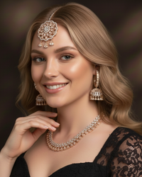 American Diamond Style Necklace Set - Rose Gold