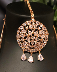 American Diamond Style Necklace Set - Rose Gold