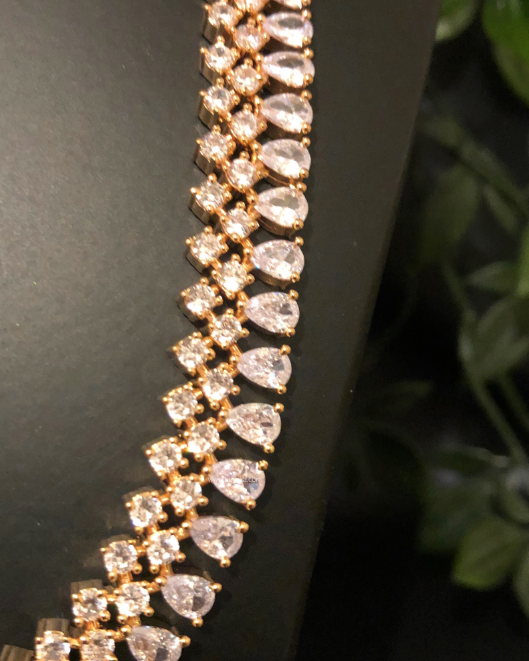 American Diamond Style Necklace Set - Rose Gold