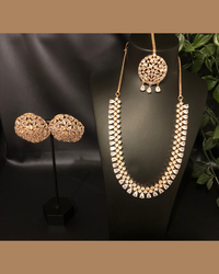 American Diamond Style Necklace Set - Rose Gold