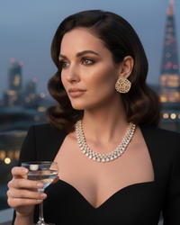 American Diamond Style Necklace Set - Rose Gold