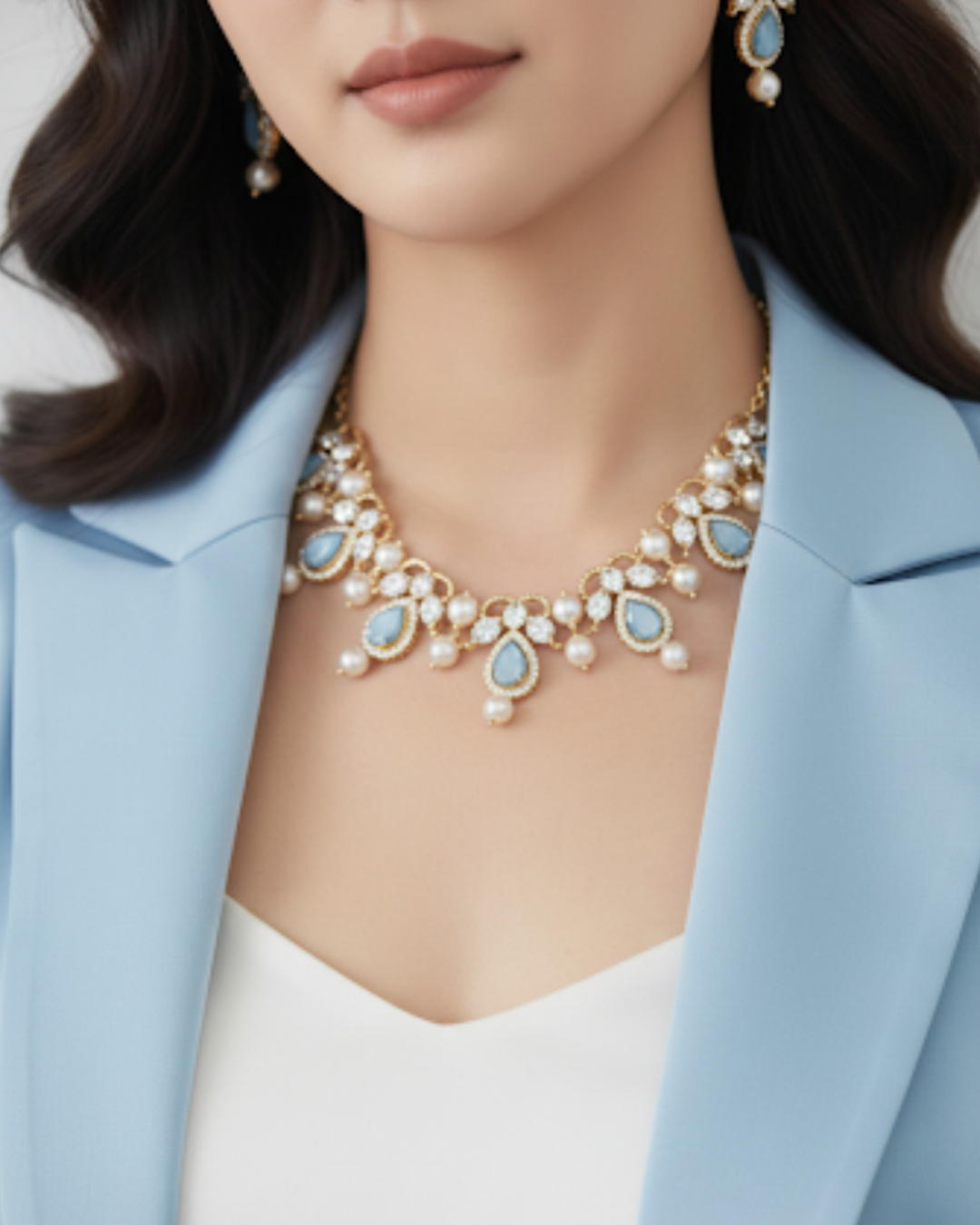 The Verra Necklace Set (Baby Blue)