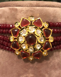 Victorian Traditional Kundan Necklace Set - Maroon
