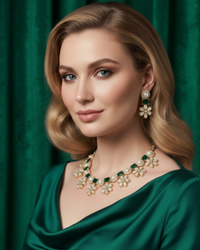 The Royal Emerald Bloom Necklace Set