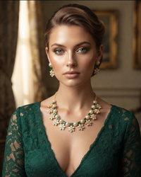 The Royal Emerald Bloom Necklace Set