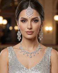Cubic Zirconia Scalloped Bridal Set