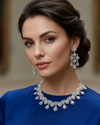 Cubic Zirconia Scalloped Bridal Set