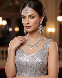 Cubic Zirconia Scalloped Bridal Set