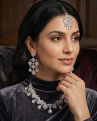 Cubic Zirconia Scalloped Bridal Set