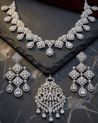 Cubic Zirconia Scalloped Bridal Set
