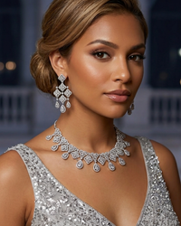 Cubic Zirconia Scalloped Bridal Set