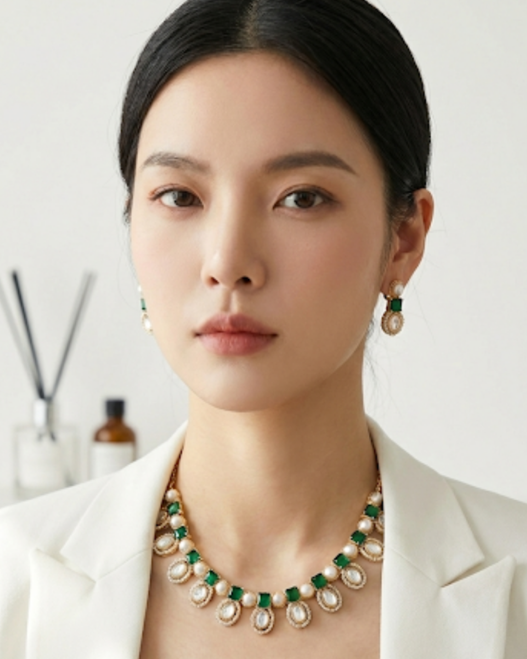 The Verra Necklace Set (Emerald Green)