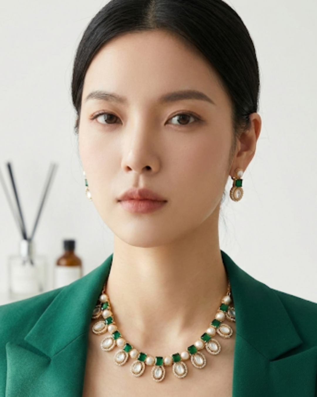 The Verra Necklace Set (Emerald Green)