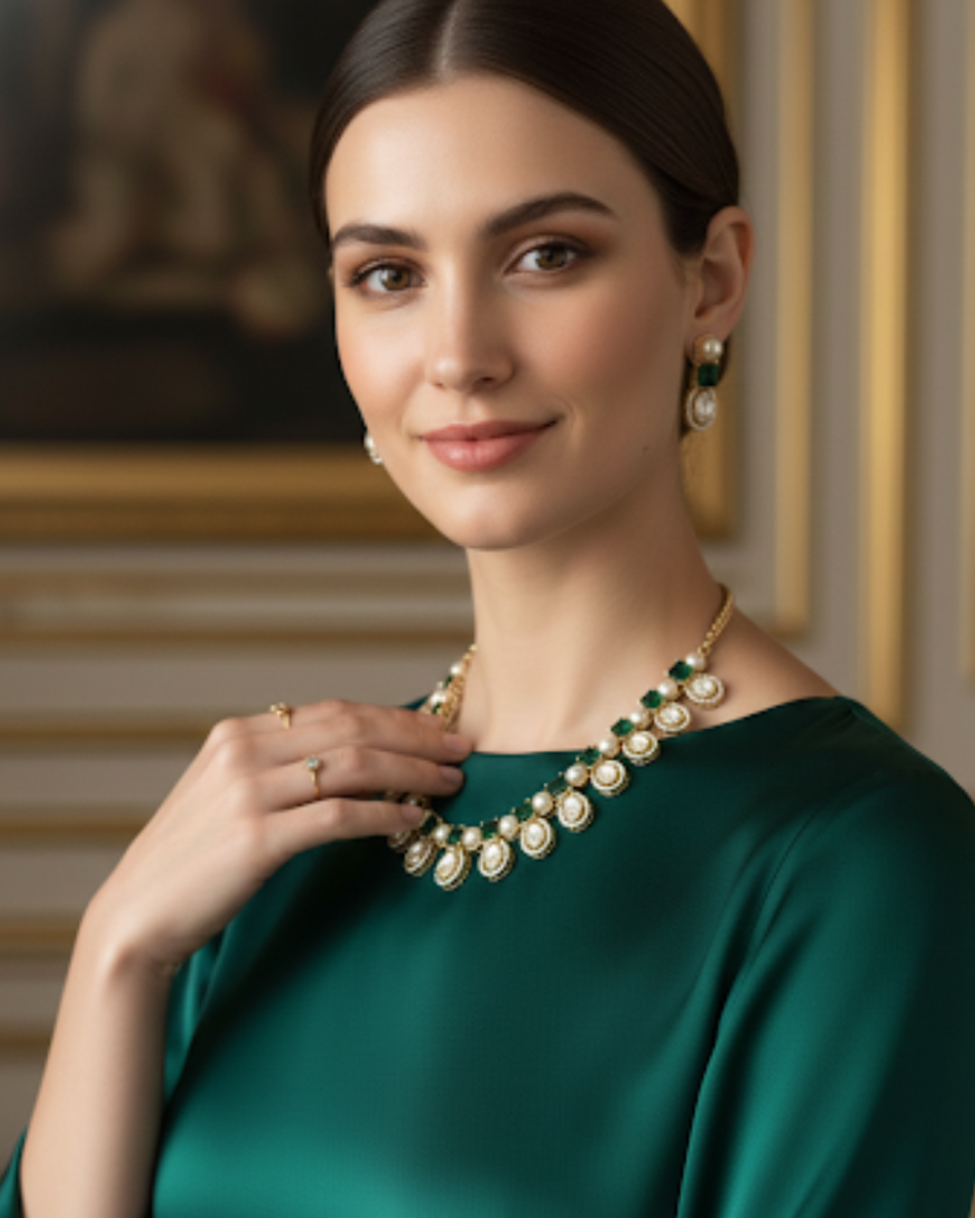 The Verra Necklace Set (Emerald Green)