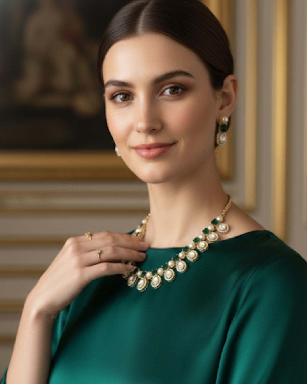 The Verra Necklace Set (Emerald Green)