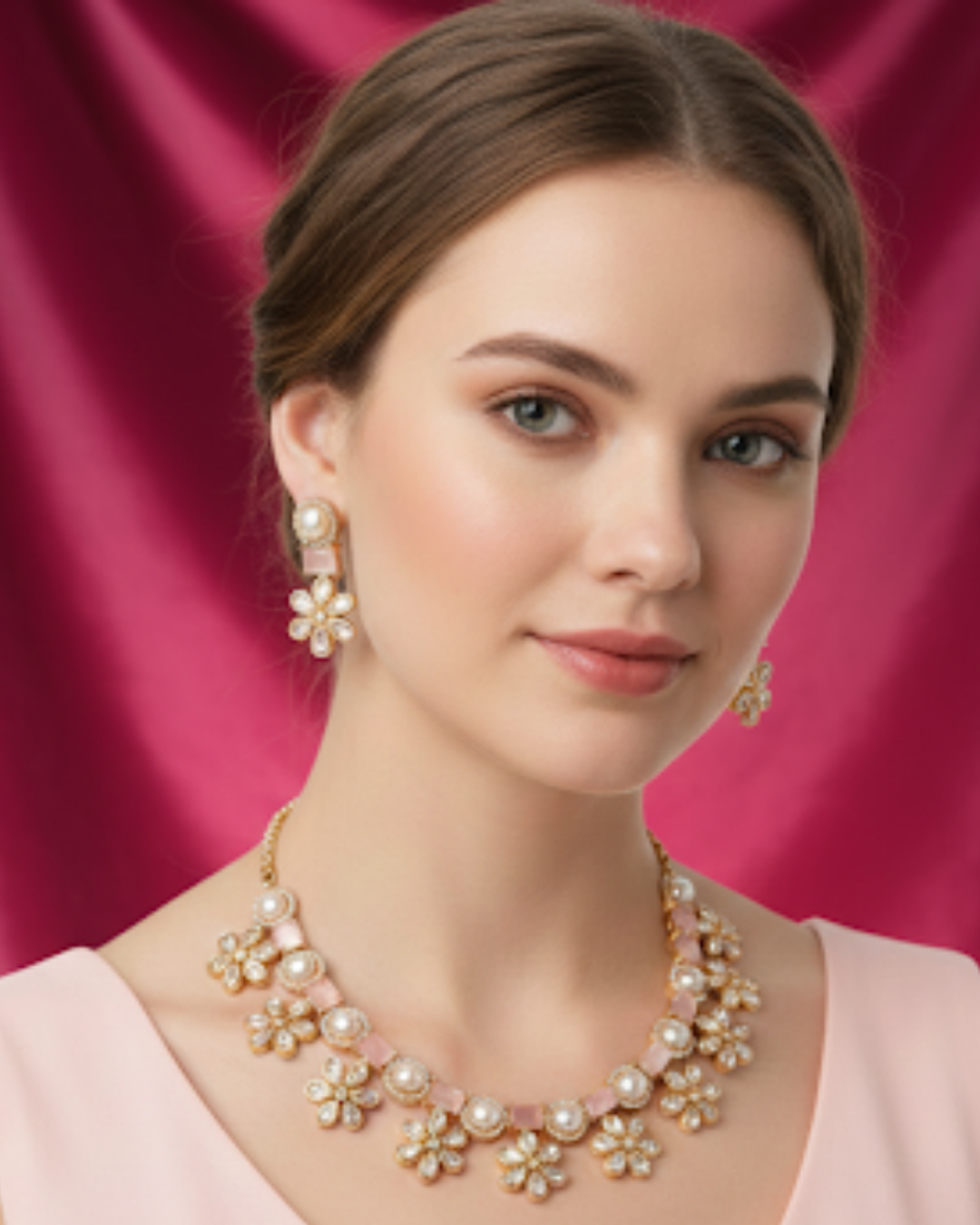 The Verra Necklace Set (Baby Pink)