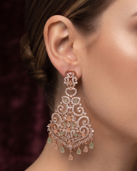 Cubic Zirconia Statement Earrings - Rose Gold/Pink-Mint