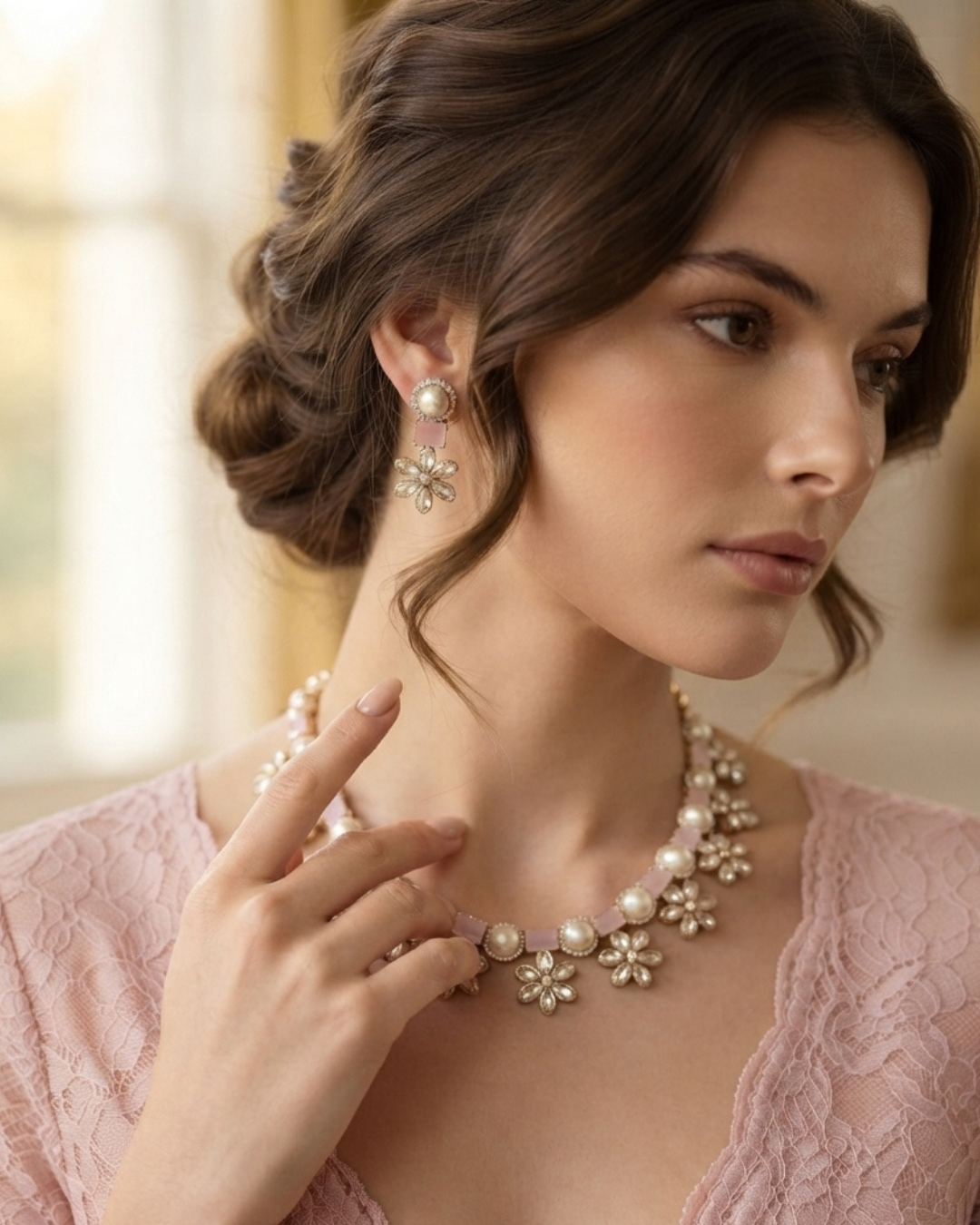 The Verra Necklace Set (Baby Pink)