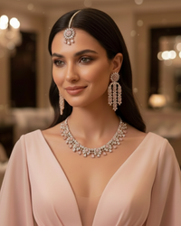 Kew Gardens Inspired Sparkling Cubic Zirconia Statement Necklace & Drop Earrings Set