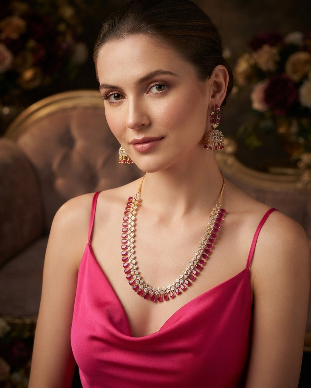 Diva American Diamond Style Necklace Set - Rose Gold (Limited Edition)