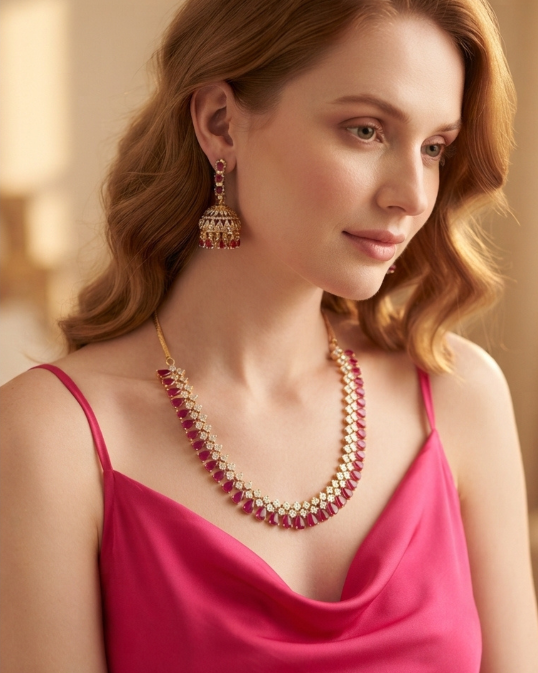 Diva American Diamond Style Necklace Set - Rose Gold (Limited Edition)